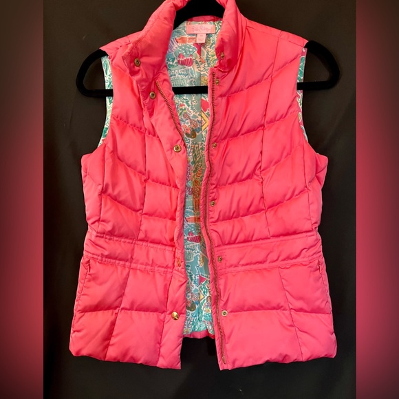 Lily Pulitzer Isabella Flamingo Pink Down Vest Size XS, Like new! - Picture 2 of 9